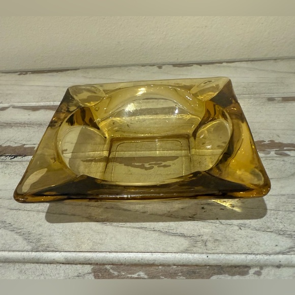 Vintage Amber Glass Ashtray - Picture 1 of 4
